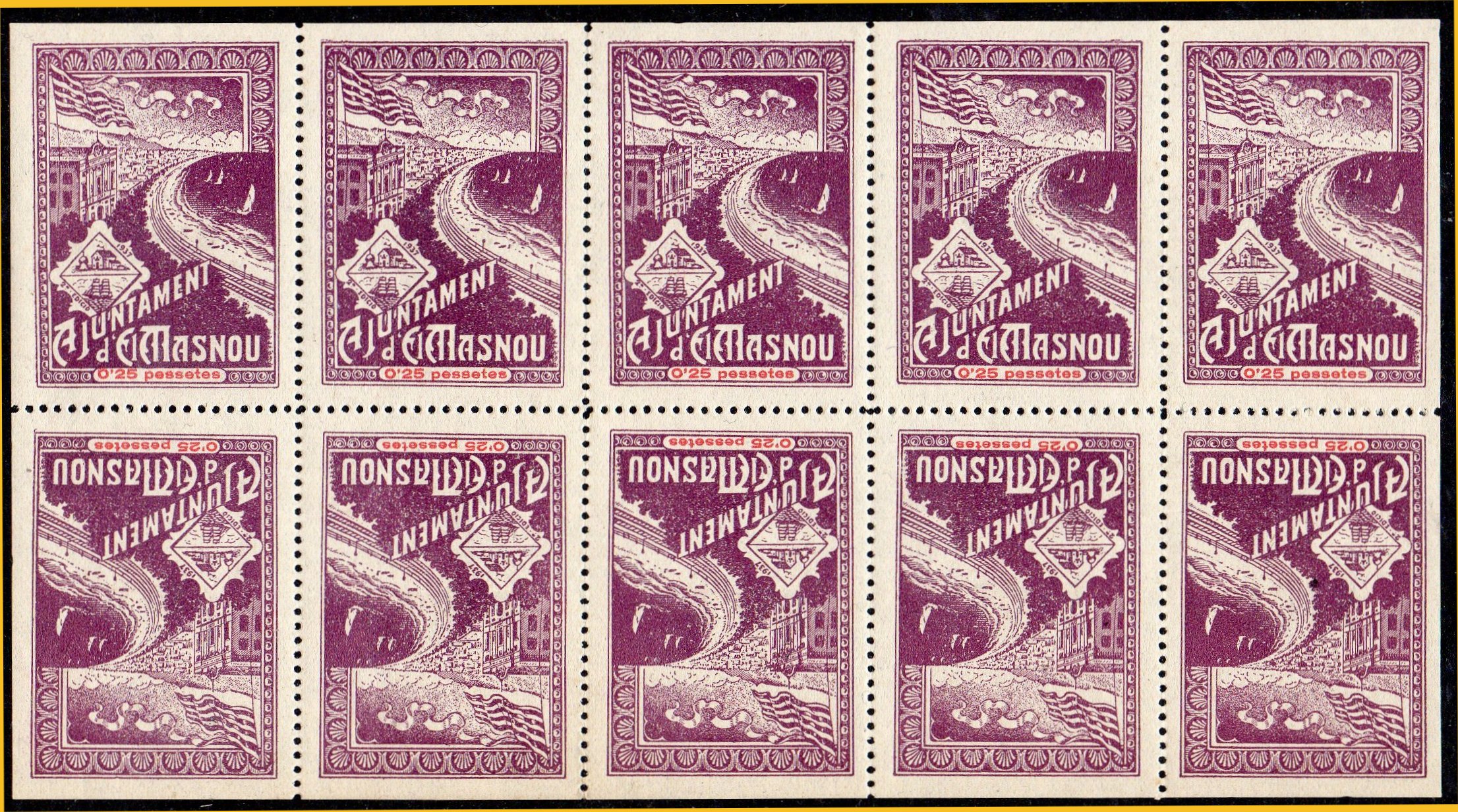 Spain Spanish Espana sellos postales Guerra Civil War El Masnou stamps